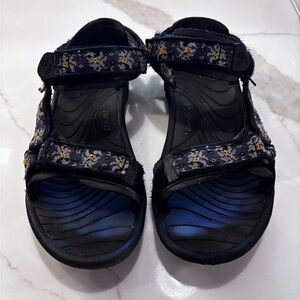 Teva Black and Blue Sport Sandals with Adjustable Straps (Missing Bottom Sole)